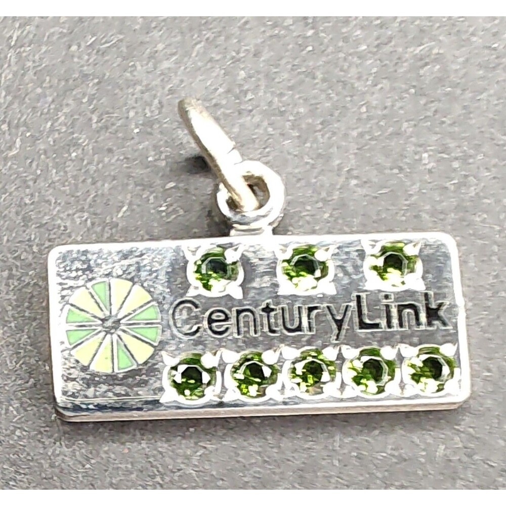 CenturyLink 925 Sterling Silver Service Charm W/Peridot? Glass?  Cell Phone